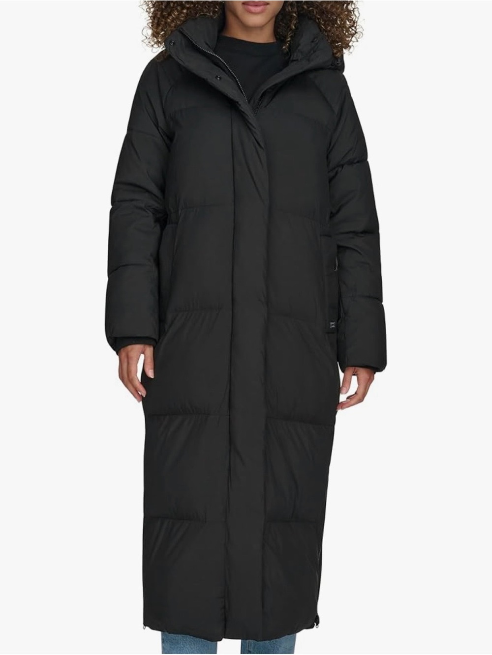 Levi's Black Long Puffer Coat with Hood